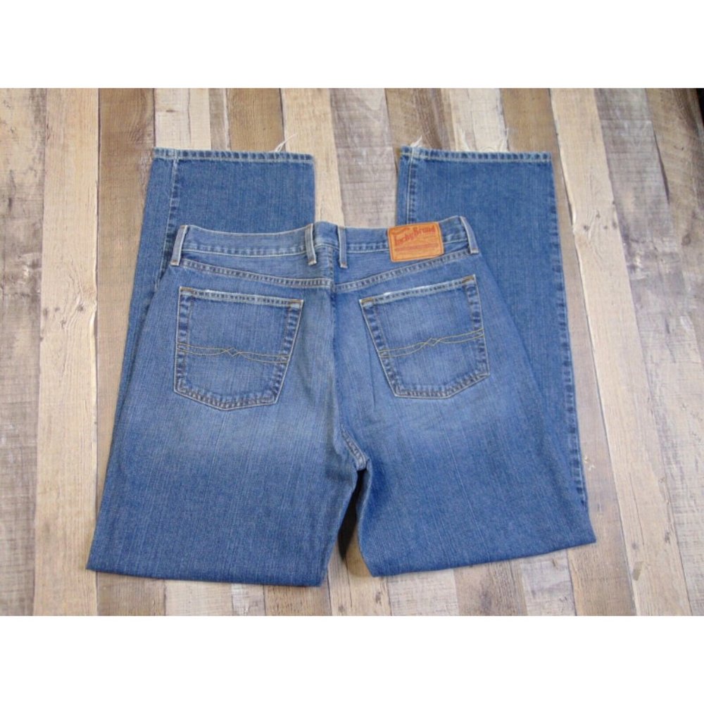 Lucky Brand Men 34 x 32 Blue Jeans Loose Straight Denim Cotton Dark Wash